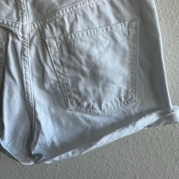 Topshop Women's Mom High Rise White Denim Shorts Size 12 - Picture 9 of 10